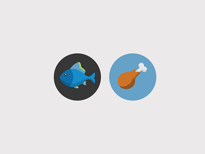 Flat icons blue fish flat grey icon poultry