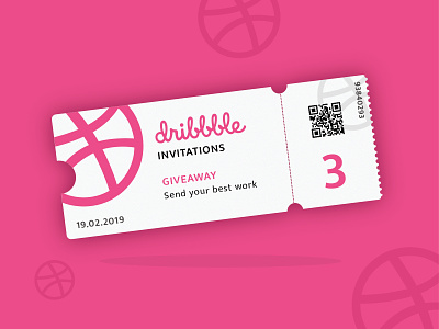 Three Dribbble Invites dribbble dribbble invite giveaway dribbble invites giveaway illustration invitation pink ticket vector white