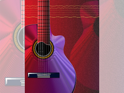 Guitar illustration 002 acoustic digital art experiment guitar illustration linework music vector