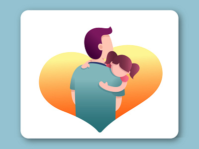 The hug caracter design daughter digital art father hug illustration love vector