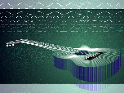 Guitar001 acoustic guitar adobe illustrator digital art gradient guitar illustraion instrument line art music ocean green vector