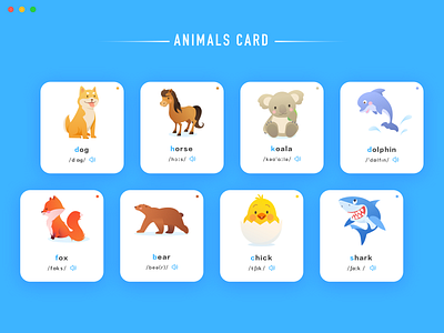 The animals card of UI