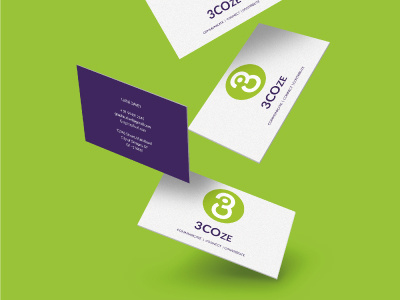3Coze Business Cards & Logo branding businesscards company branding lime green logo purple