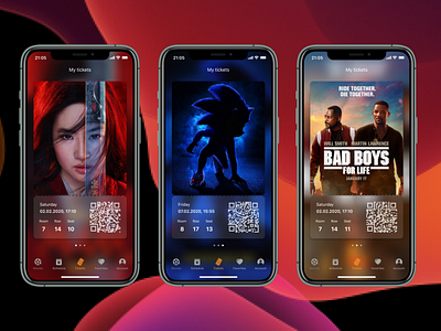 Movie Tickets Booking - Mobile App IOS dark interface dark theme design ios ios 13 mobile app design movie