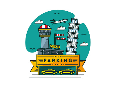 Pisa Airport airport cloud illustration parking pisa vector