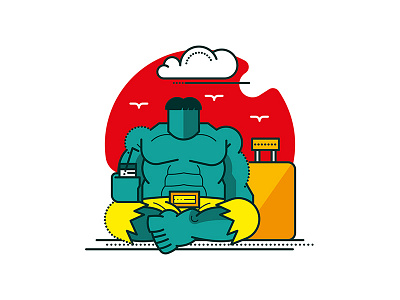 Hulk & Milk cloud comfort holiday hulk illustration superheroes vector