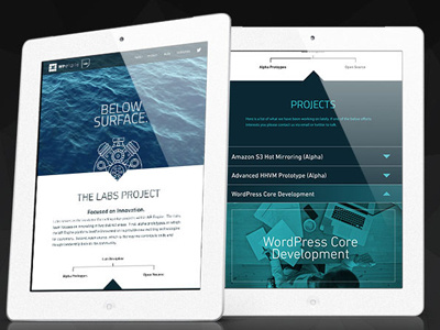 WP Engine app blue design engine ipad labs tablet typeface ui water website