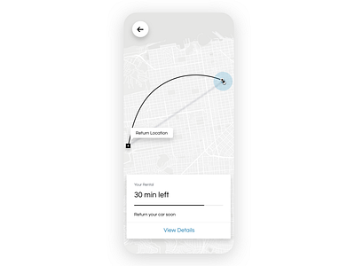 Uber Rent cars list location map mapping pin progress progressbar rent return timer uber design ui ux