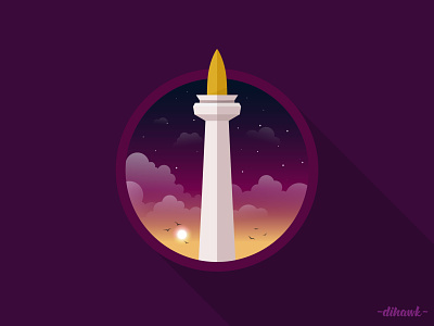 National Monument, Jakarta, Indonesia illustration illustrator indonesia jakarta monas national monument night vector vector art vector illustration