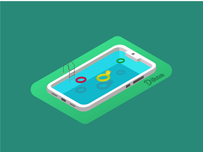 Phone Pool illustration illustrator isometric isometric illustration smartphone