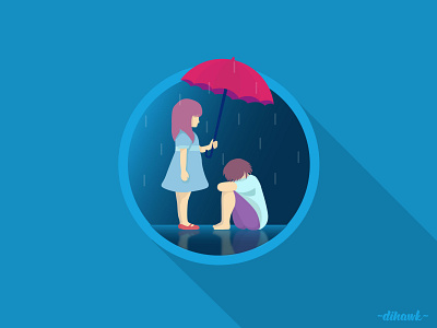 Under the Rain flat illustration illustrator rain vector vector art vector illustration