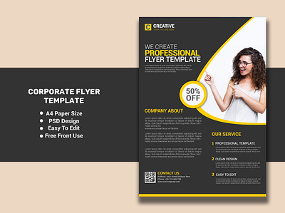 Company Advertise Flyer a4 a4 size advert advertise advertising agency business clean clear company concept corporate creative design editable flexible flyer formal modern template