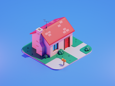 Small isometric house 3d blender3d illustration isometric design