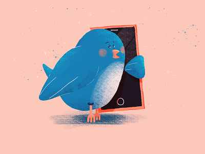 Who's that? adobephotoshop bird character illustration phone procreate sketch texture