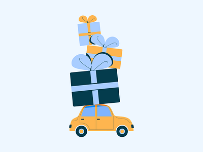 Shopping time! car gifts holiday holidays illustration presents procreate vector