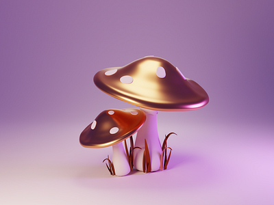 Mushrooms 3d art blender blender3d blender3dart cinema4d design gold illustration maya mushrooms nature render