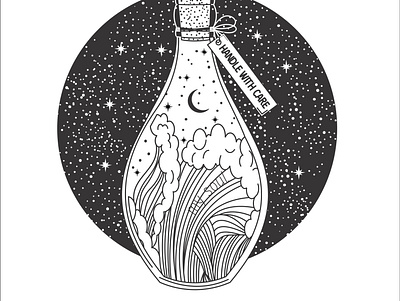 Soul black and white design glass bottle illustration soul soulmate vector