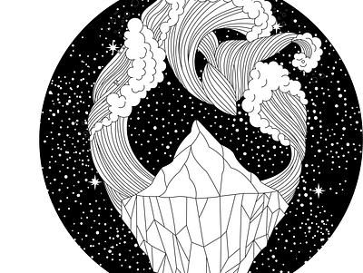 Heart blackandwhite design heart ice iceberg illustration lines mood starts tattoo vector