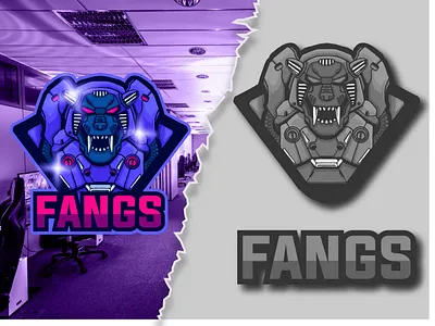 FANGS branding element esport esport logo esport mascot future gaming gaming logo graphic design illustration logo logo mascot mascot logo mecha merchandise monsters print robot robot logo robot mascot