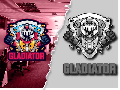 THE GLADIATOR branding character design esport esport logo gaming gladiator graphic design illustration logo logo gaming logo mascot mascot mascot logo merchandise poster art print robot robot mascot vector