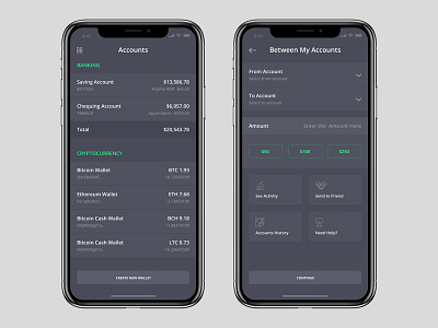 Accounts Screens for Crpt.Bank