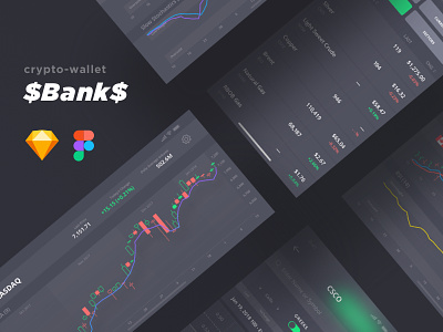 Crpt Bank iOS UI Kit app bank chart crypto figma graph money sell shop sketch ui8 wallet