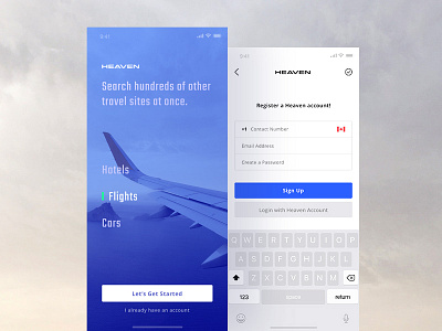 Heaven App - Registration Screens