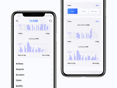 Heaven App - Filters air app blue booking chart filter flight flights graph travel white