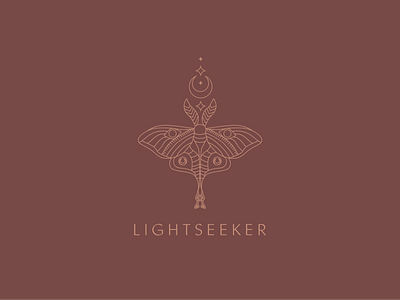 Lightseeker Yoga Studio branding design flat icon illustration logo moth typography yoga logo