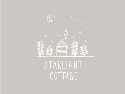 Starlight Cottage branding cabin cottage cozy design illustration logo moon rental stars typography