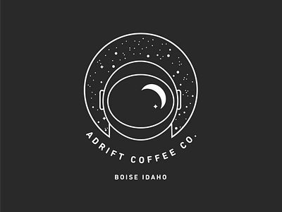 Adrift Coffee Company Pt. 1 astronaut branding coffee coffee roaster flat icon illustration logo moon space stars