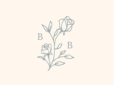 B+B Monogram branding design flower illustration logo monogram rose wedding