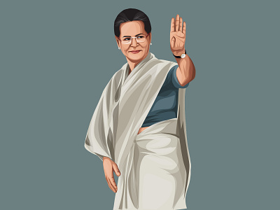 Sonia Gandhi Vector Illustration congress design illustration indian party photo to vector politician sonia gandhi vectorart vectorise