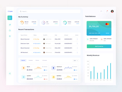 Cryptocurrency Dashboard admin app bitcoin blockchain crypto cryptocurrency dashboad dashboard design ethereum finance financial fintech interface jannat design token ui uiux ux wallet