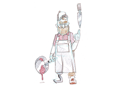 Godlike Burger – Illustration Sketch analog branding butcher character character design chef drawing game art illustration indidev key art key visual marketing pencil pitch