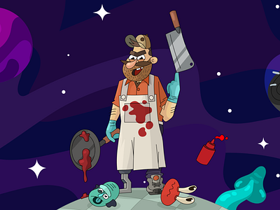 Godlike Burger – Key Art, alternate Background branding character character design design graphic design illustration pitch vector