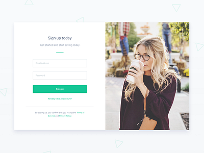 Sign Up Concept app coffee desktop float green modal onboard signup ui web