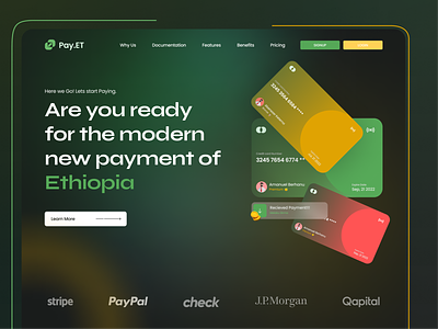 Pay.ET : Fintech Landing Page design graphic design ui ux