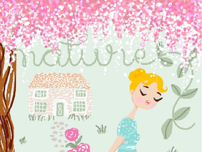 Woman, wisterias and cottage illustration fashion illustration female illustrator illustration lettering people trendy illustration wisterias woman