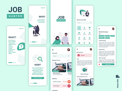 Job Hunter app design job job application minimal mobile app mobile app design product design uiux