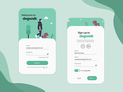 Dogwalk animal button dog form green input login login form logo logo design ui uiux uiuxdesign