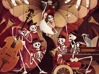 Skeleton Swing - Part 1 character fireart fireart studio gartman illustration jazz music oldschool skeleton swing texture