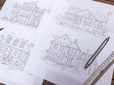 Working Process (architecture sketching) architecture drawing fireart fireart studio flat house illustration pencil process sketch