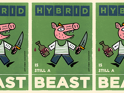 Anti-Hybrid Propaganda Poster gartman illustration nature pig poster print texture