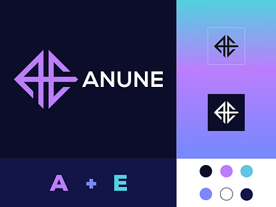 AE, ANUNE branding company design graphicdesign illustration logo logos monogram monogram logo monoline