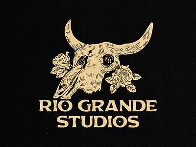 Custom Flag Illustration albuquerque cow skull cowboy roses skull studio