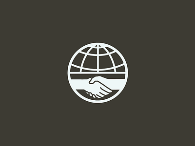 Peacemakers Outreach Logo brown globe handshake icon iconic outreach peace simple world