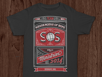 SOS Ministries 2014 Team Shirt 2014 mission trip screen printed scripture shirt sos t shirt team two color typography vector