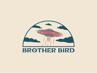 Brother Bird - Merch Design badge clouds merch design merchandise shirtdesign tshirt ufo