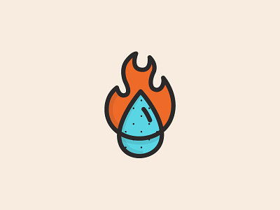 Fire And Water Mark drop fire flat halftone icon iconic line logo mark shadow simple water